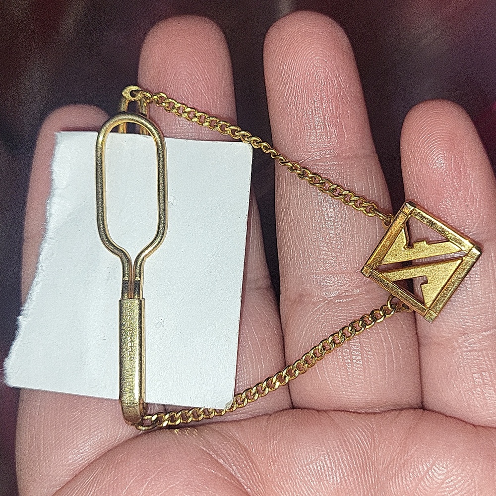 Swank gold old plated tie bar